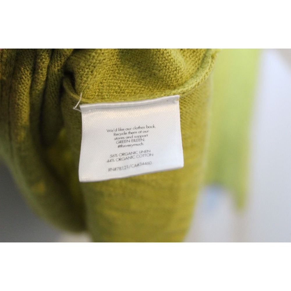 Eileen Fisher Organic Linen Cotton V-neck 3/4 Sleeve Top Green Small Lightweight - Picture 11 of 16